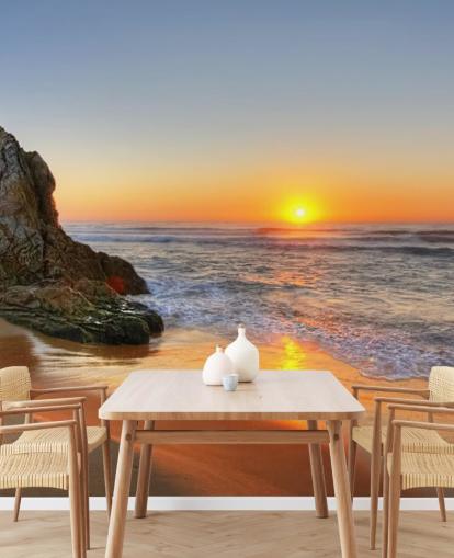 Klippig Sunset Beach Bakgrund