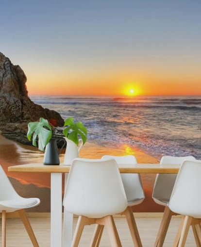 Klippig Sunset Beach Bakgrund Klippig Sunset Beach Bakgrund