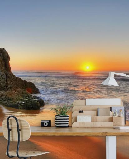Rocky Sunset Beach Wallpaper