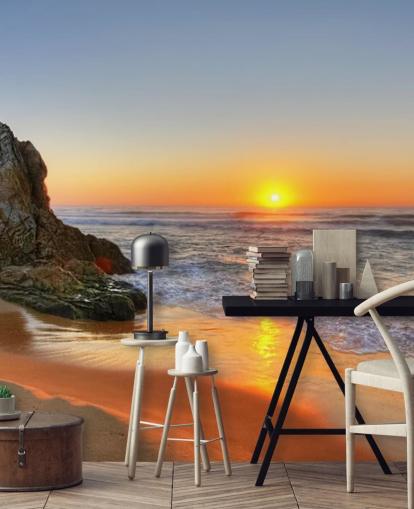 Rocky Sunset Beach Wallpaper