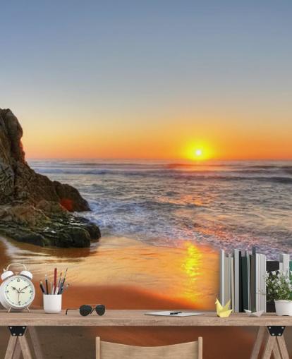 Rocky Sunset Beach Tapete