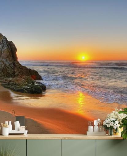 Rocky Sunset Beach Wallpaper