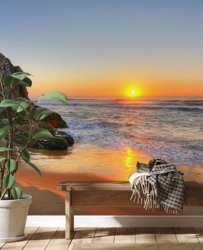 Rocky Sunset Beach Wallpaper