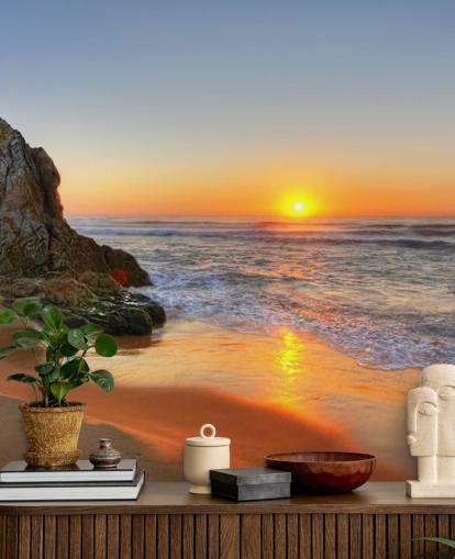 Rocky Sunset Beach Baggrund Rocky Sunset Beach Baggrund