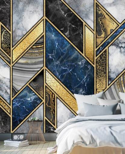 blue, grey and gold art deco wall mural blue, grey and gold art deco wall mural