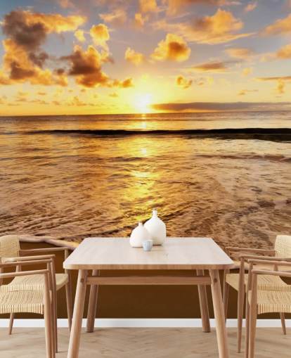 mural de papel pintado de playa llamado Beach Sunset para oficinas, salones y dormitorios