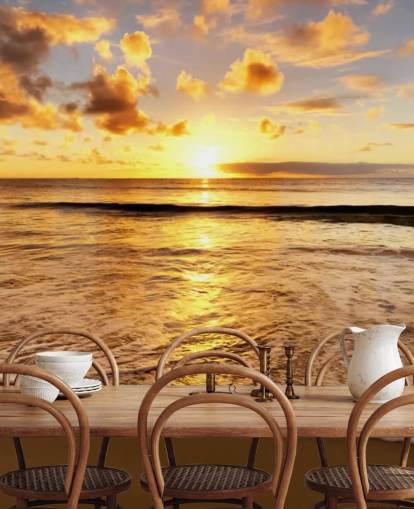 mural de papel pintado de playa llamado Beach Sunset para oficinas, salones y dormitorios
