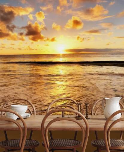 strandtapet veggmaleri kalt Beach Sunset for kontorer, salonger og soverom