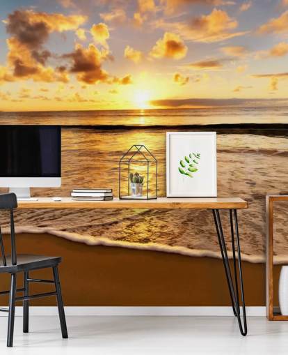 mural de papel pintado de playa llamado Beach Sunset para oficinas, salones y dormitorios