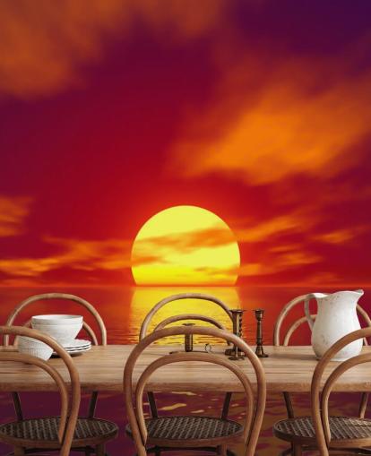 red sunset wallpaper mural called Red Sunset for bathrooms, bedrooms and living rooms