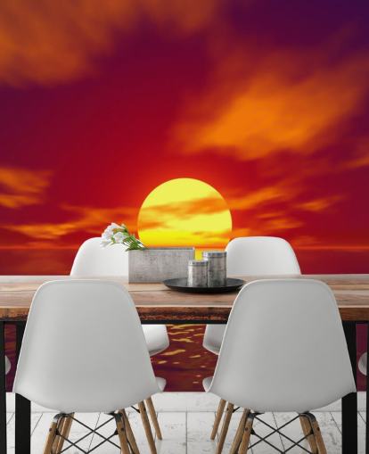 red sunset wallpaper mural called Red Sunset for bathrooms, bedrooms and living rooms