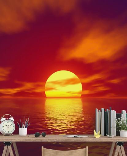 Wandbild mit rotem Sonnenuntergang namens Red Sunset für Badezimmer, Schlafzimmer und Wohnzimmer