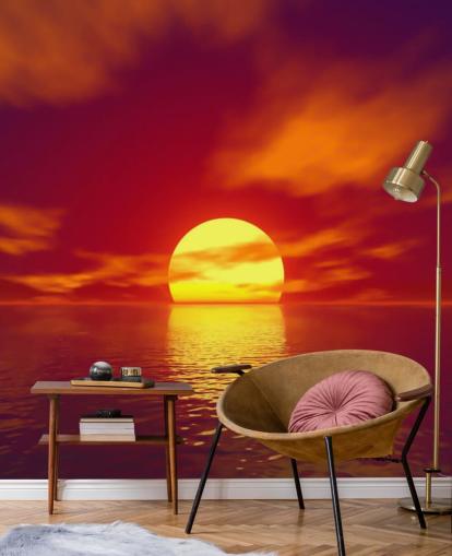 red sunset wallpaper mural called Red Sunset for bathrooms, bedrooms and living rooms