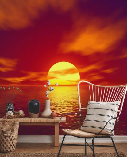 Wandbild mit rotem Sonnenuntergang namens Red Sunset für Badezimmer, Schlafzimmer und Wohnzimmer
