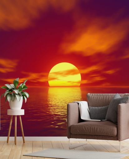 Wandbild mit rotem Sonnenuntergang namens Red Sunset für Badezimmer, Schlafzimmer und Wohnzimmer