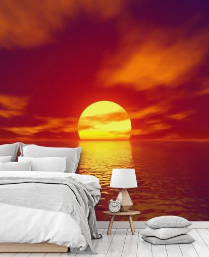 carta da parati murale Red Sunset chiamata Red Sunset per bagni, camere da letto e salotti