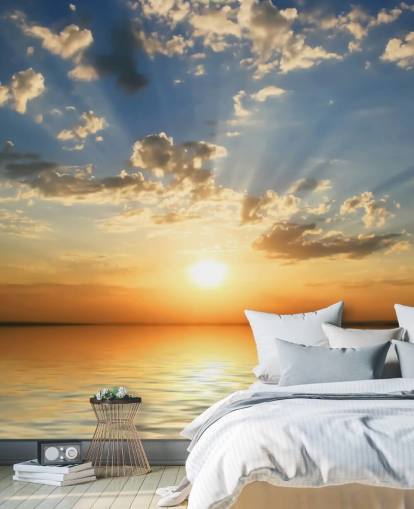 Blå og Orange Havutsikt Sunset Bakgrunn Blå og Orange Havutsikt Sunset Bakgrunn