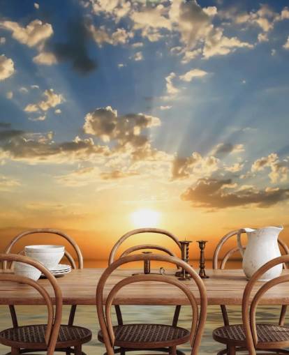 Blue and Orange Sea View Sunset Wallpaper Blue and Orange Sea View Sunset Wallpaper