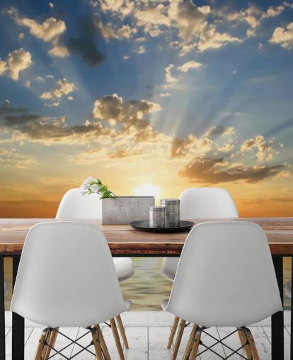 Papier Peint Coucher de Soleil Bleu et Orange