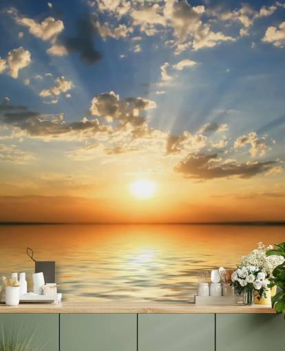 Blue and Orange Sea View Sunset Wallpaper Blue and Orange Sea View Sunset Wallpaper