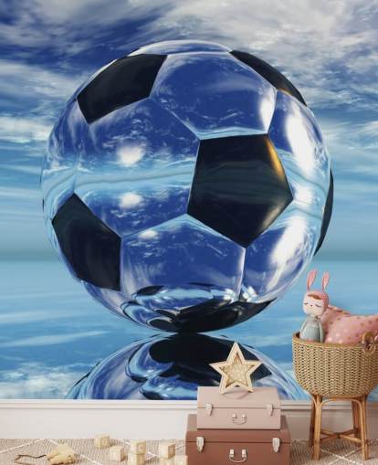 papier peint mural bleu de football pour enfants appelé Aqua Football pour chambres d'enfants et salles de jeux papier peint mural bleu de football pour enfants appelé Aqua Football pour chambres d'enfants et salles de jeux