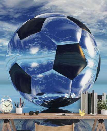 sininen lasten jalkapallo taustakuvamaalaus nimeltä Aqua Football lasten makuuhuoneisiin ja leikkihuoneisiin