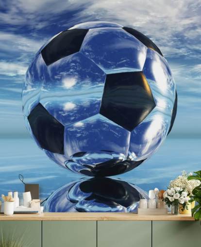 papier peint mural bleu de football pour enfants appelé Aqua Football pour chambres d'enfants et salles de jeux papier peint mural bleu de football pour enfants appelé Aqua Football pour chambres d'enfants et salles de jeux