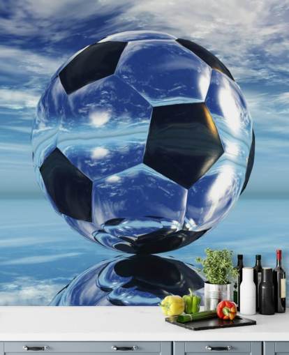 blue kids football wallpaper mural called Aqua Football for kids bedrooms and playrooms blue kids football wallpaper mural called Aqua Football for kids bedrooms and playrooms