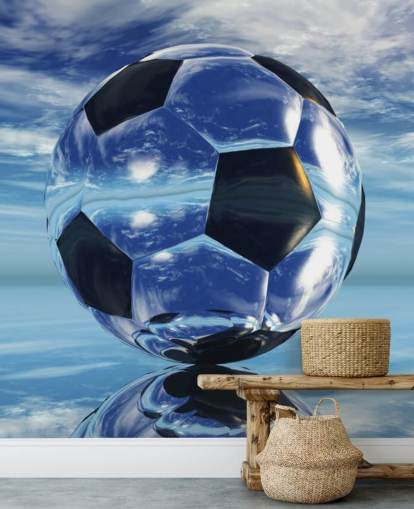 blaue Fußball-Tapete für Kinder namens Aqua Football für Kinder- und Spielzimmer blaue Fußball-Tapete für Kinder namens Aqua Football für Kinder- und Spielzimmer