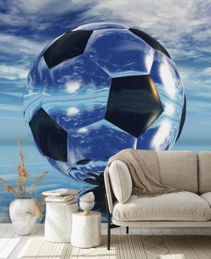 blue kids football wallpaper mural called Aqua Football for kids bedrooms and playrooms blue kids football wallpaper mural called Aqua Football for kids bedrooms and playrooms