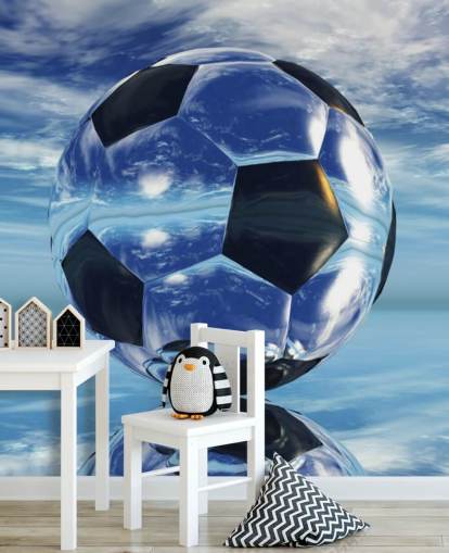 blaue Fußball-Tapete für Kinder namens Aqua Football für Kinder- und Spielzimmer blaue Fußball-Tapete für Kinder namens Aqua Football für Kinder- und Spielzimmer