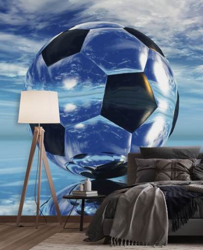 blå børnefodbold tapetmaleri kaldet Aqua Football til børns soveværelser og legerum blå børnefodbold tapetmaleri kaldet Aqua Football til børns soveværelser og legerum
