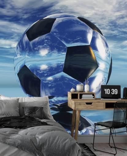 sininen lasten jalkapallo taustakuvamaalaus nimeltä Aqua Football lasten makuuhuoneisiin ja leikkihuoneisiin