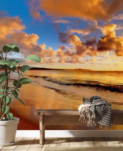 Decorazione murale con cielo al tramonto