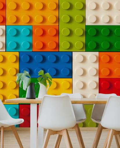 Papel pintado ladrillos de juguete de colores