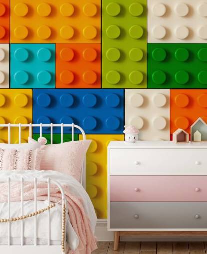 Papel pintado ladrillos de juguete de colores