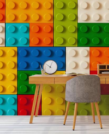 Papel pintado ladrillos de juguete de colores