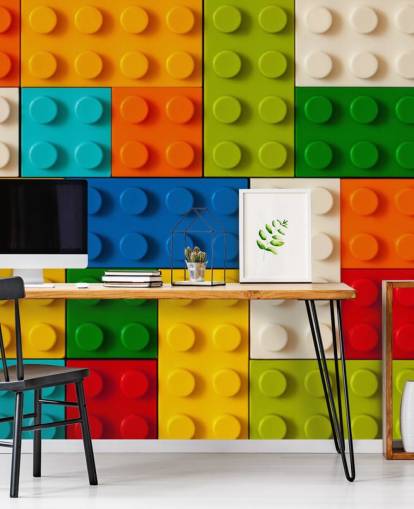 Papel pintado ladrillos de juguete de colores