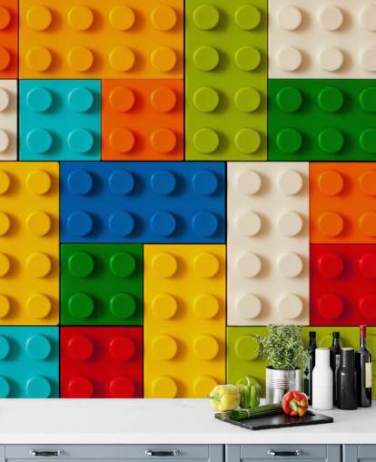 Papel pintado ladrillos de juguete de colores