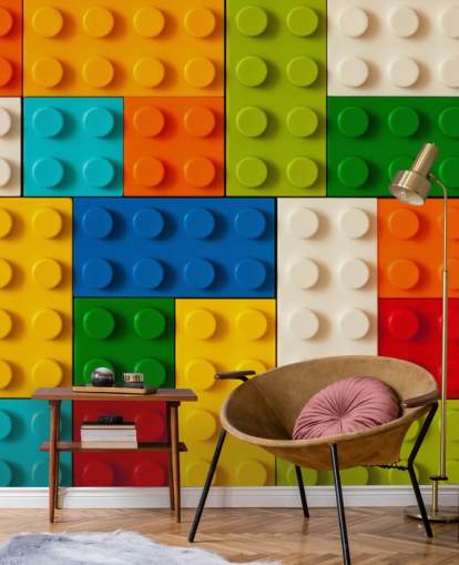 Papel pintado ladrillos de juguete de colores