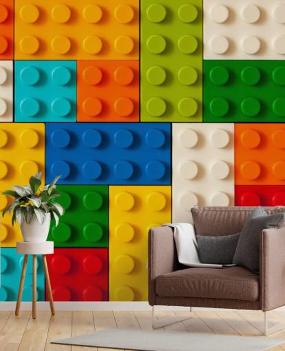 Papel pintado ladrillos de juguete de colores