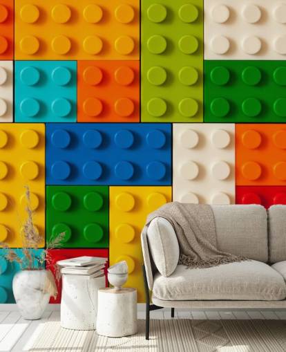 Papel pintado ladrillos de juguete de colores