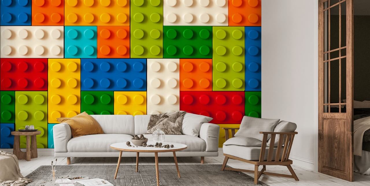 Wall of Toy Bricks Wallpaper Wallsauce UK