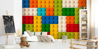Wall of Toy Bricks Wallpaper Wallsauce UK