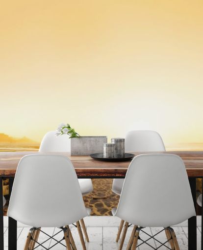 Golden Sunset on Beach Wall Mural Golden Sunset on Beach Wall Mural