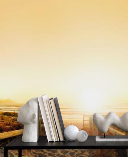 Golden Sunset on Beach Wall Mural