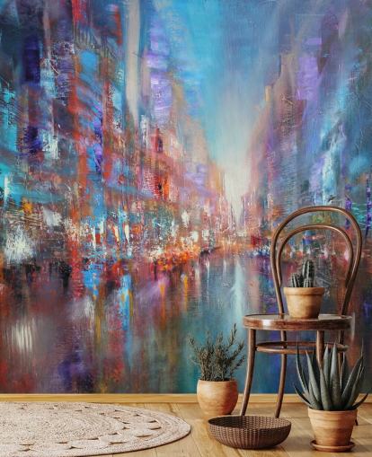 colourful abstract art of a city wallpaper colourful abstract art of a city wallpaper