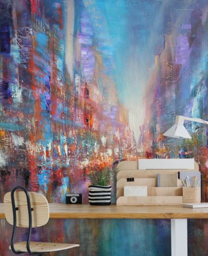 colorido arte abstracto de un papel pintado de la ciudad