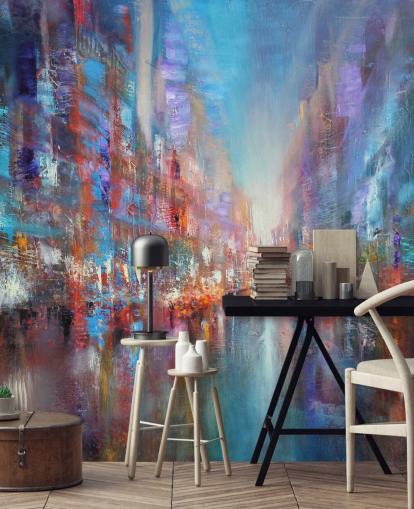 colorido arte abstracto de un papel pintado de la ciudad