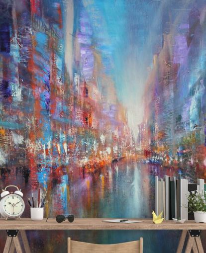 colorido arte abstracto de un papel pintado de la ciudad